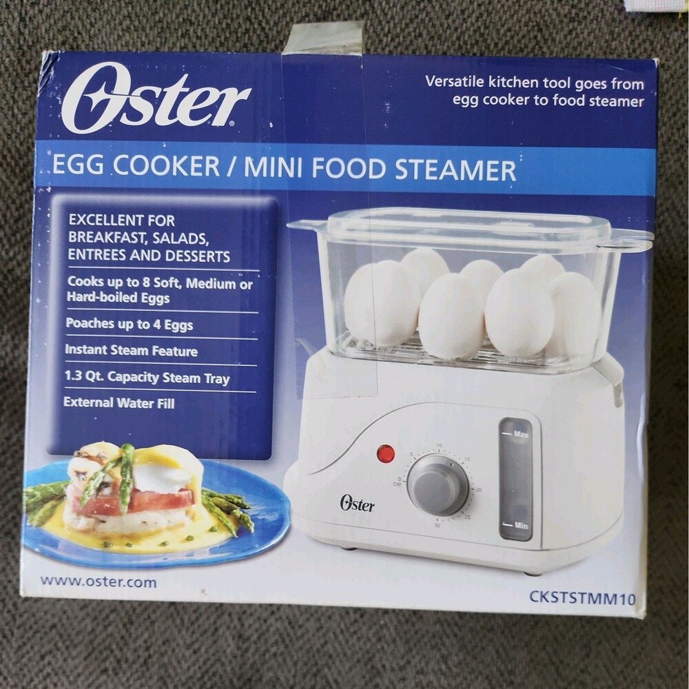Brand New Box Oster Designer Electric Egg Cooker / Poacher & Mini Food Steamer